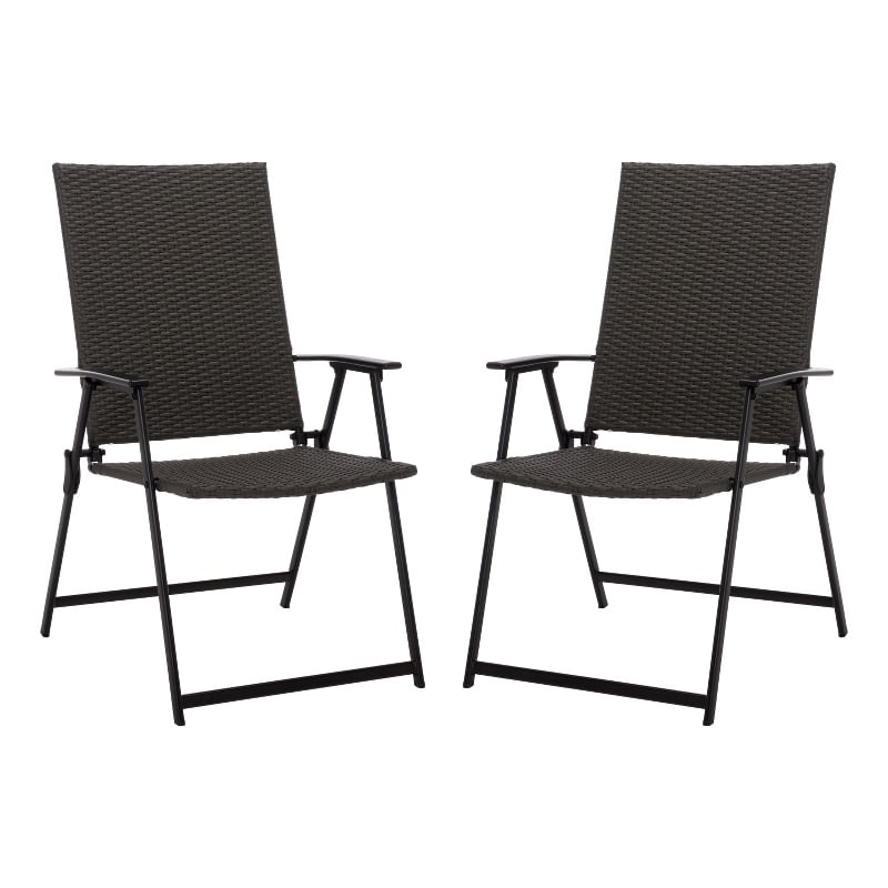 Safavieh Simon Metal Folding Chair Set of 2  in Black / Gray