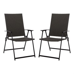 Safavieh Simon Metal Folding Chair Set of 2  in Black / Gray