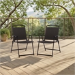 Safavieh Dory Metal and Rattan Folding Chair Set of 2 in Black / Gray