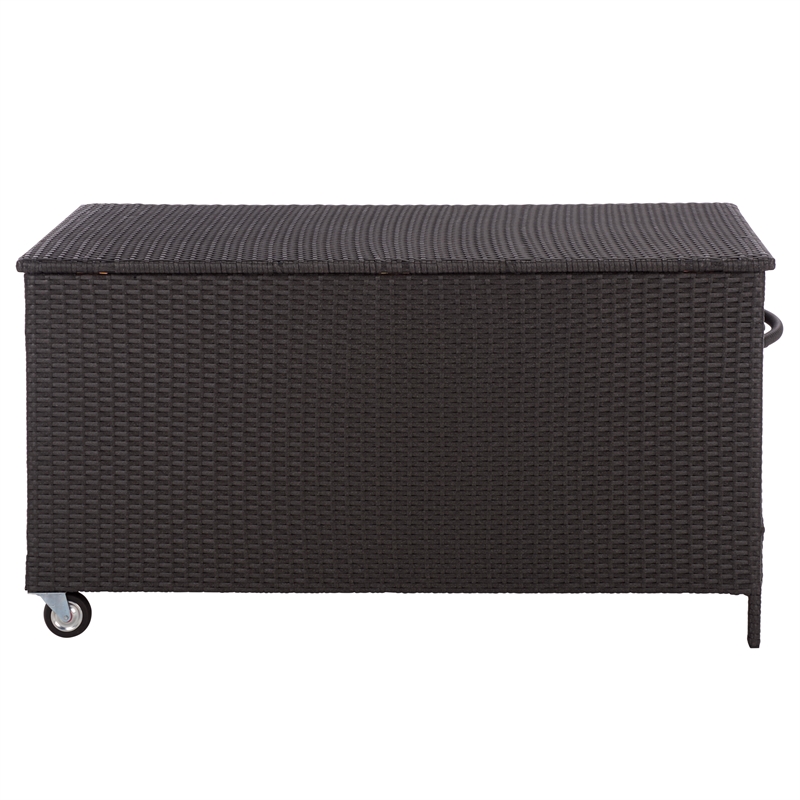 Safavieh Kent Metal and Rattan Cushion Box in Black