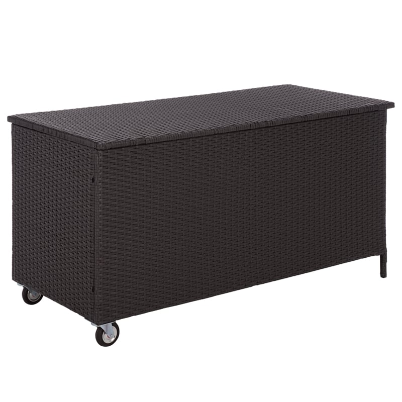 Safavieh Kent Metal and Rattan Cushion Box in Black