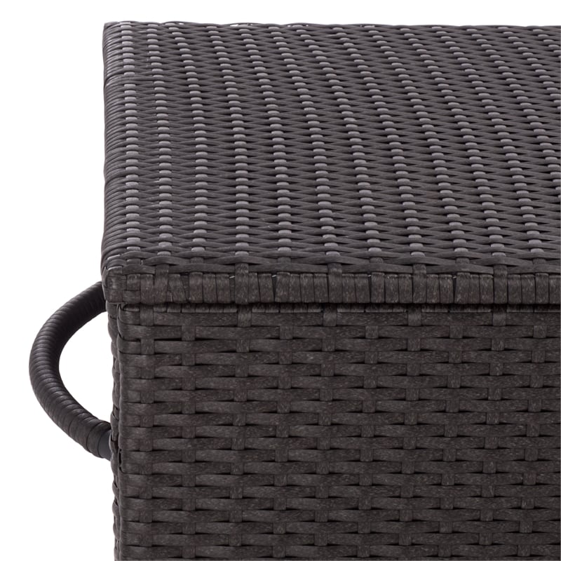 Safavieh Kent Metal and Rattan Cushion Box in Black