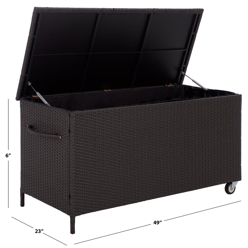 Safavieh Kent Metal and Rattan Cushion Box in Black