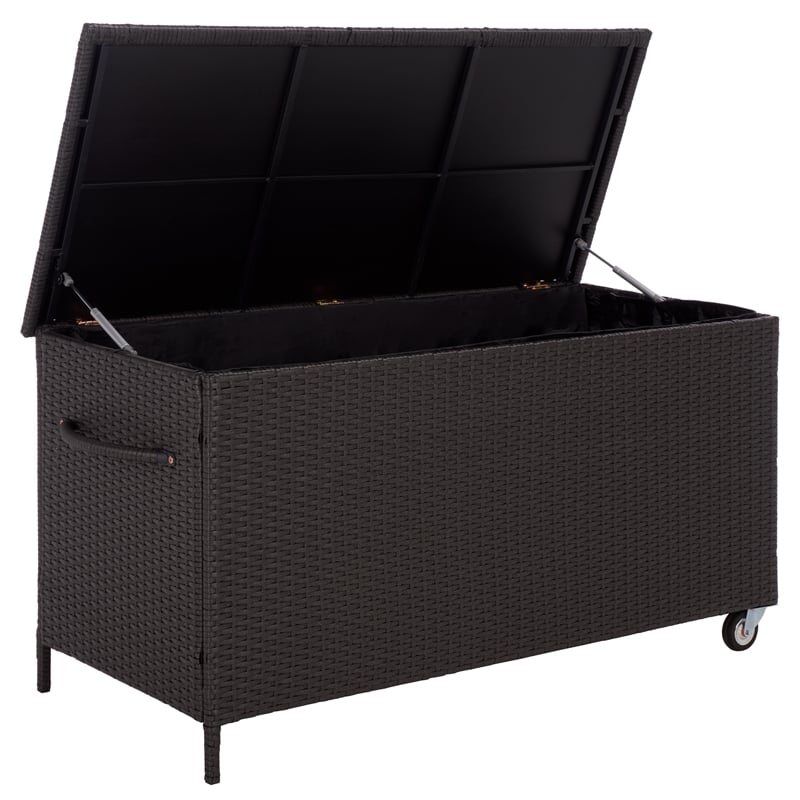 Safavieh Kent Metal and Rattan Cushion Box in Black