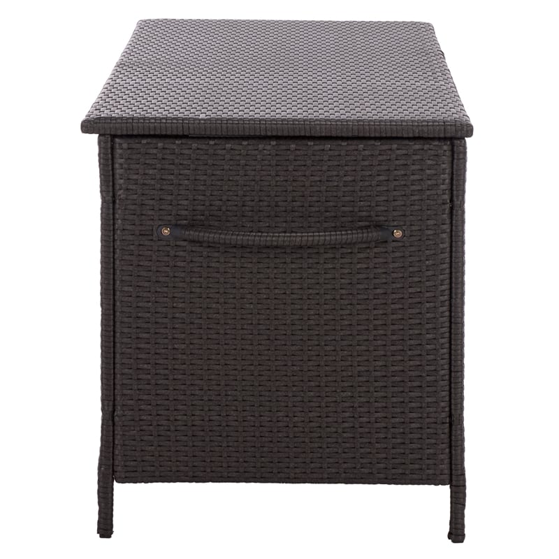 Safavieh Kent Metal and Rattan Cushion Box in Black