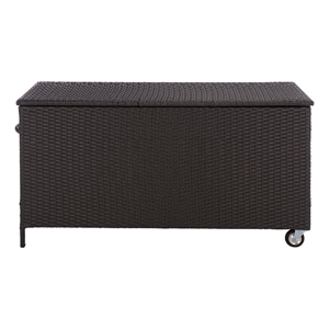 Safavieh Kent Metal and Rattan Cushion Box in Black