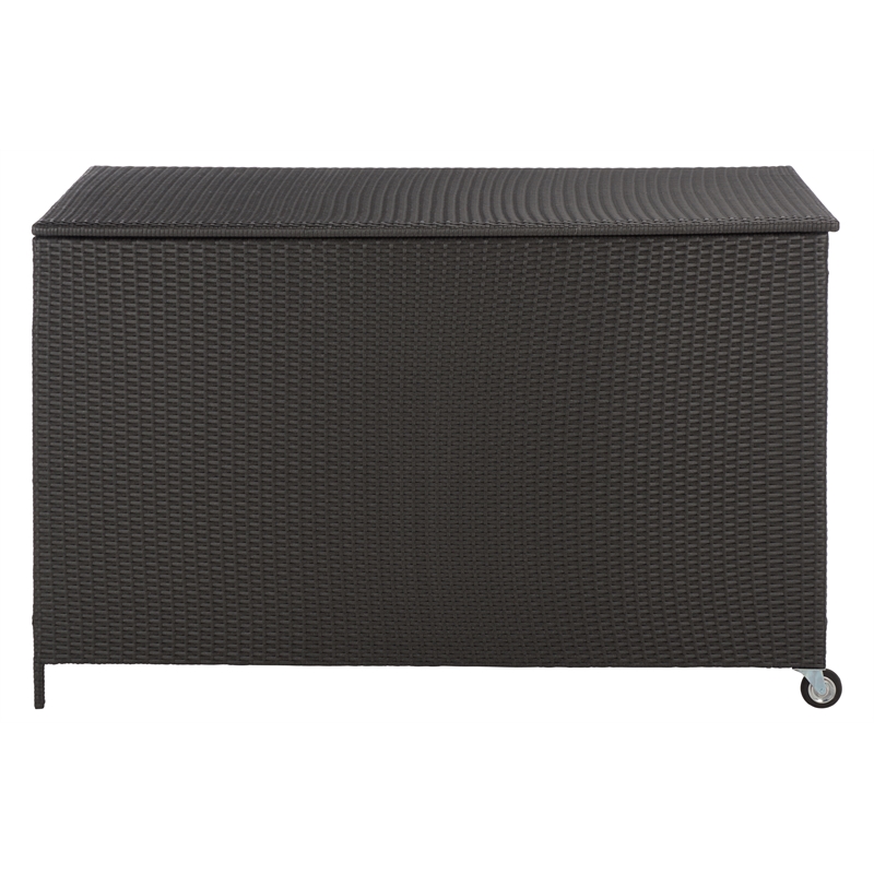 Safavieh Kent Large Metal and Rattan Cushion Box in Black