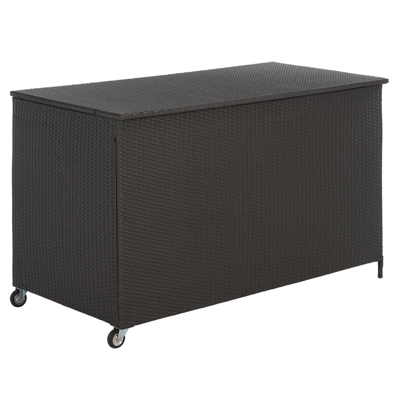 Safavieh Kent Large Metal and Rattan Cushion Box in Black