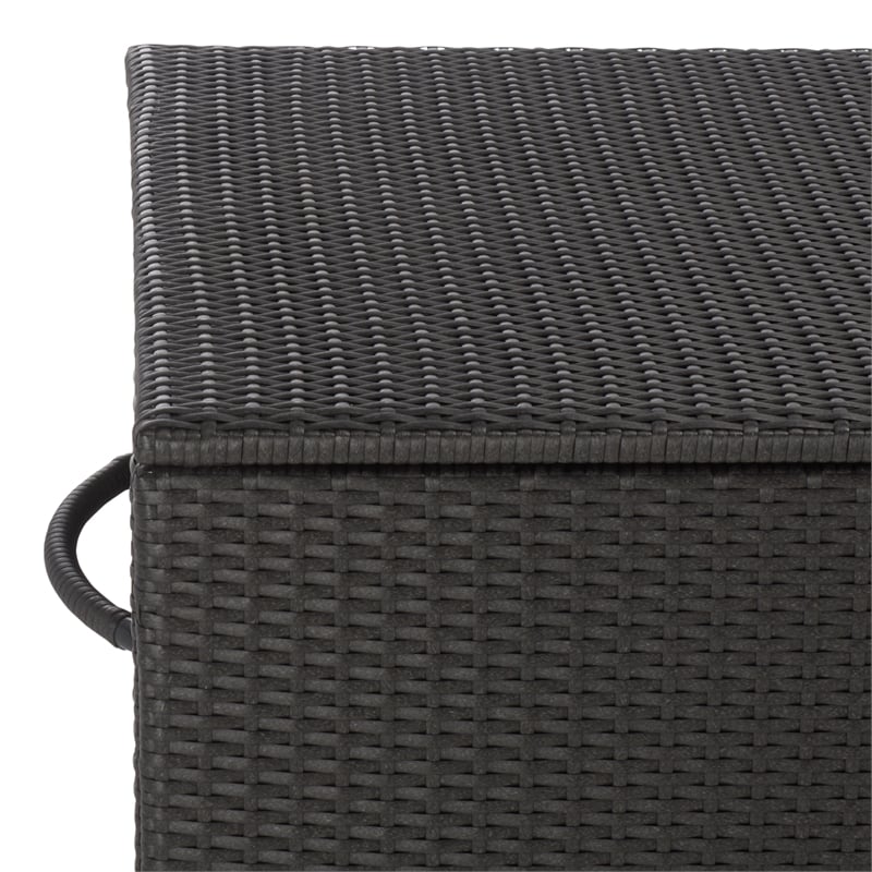 Safavieh Kent Large Metal and Rattan Cushion Box in Black