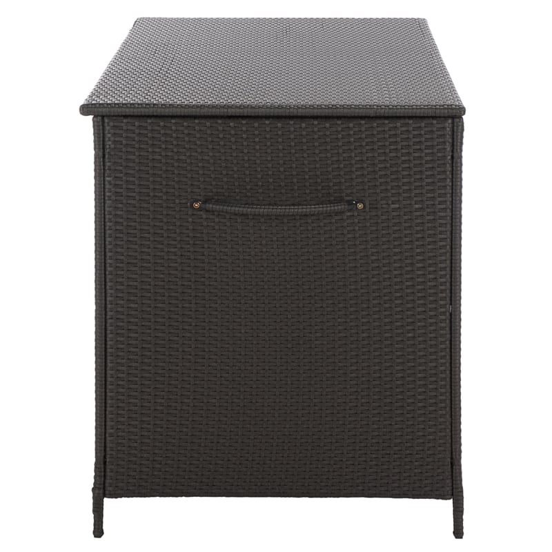 Safavieh Kent Large Metal and Rattan Cushion Box in Black