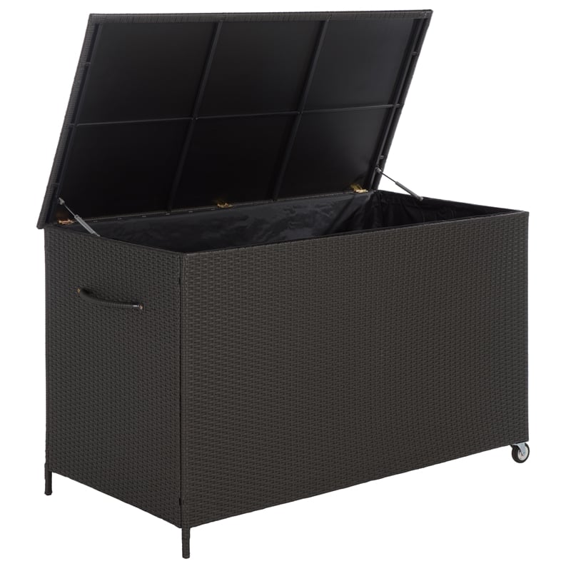 Safavieh Kent Large Metal and Rattan Cushion Box in Black