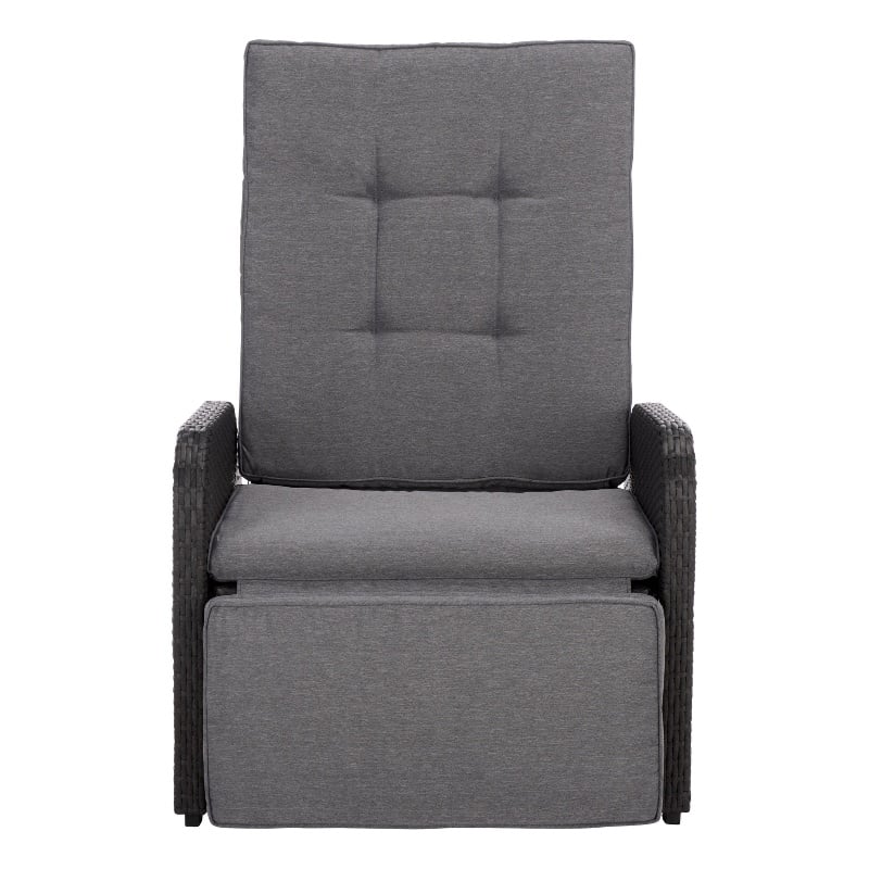 Safavieh Millman Metal and Rattan Recliner Chair in Black / Gray
