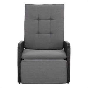 Safavieh Millman Metal and Rattan Recliner Chair in Black / Gray