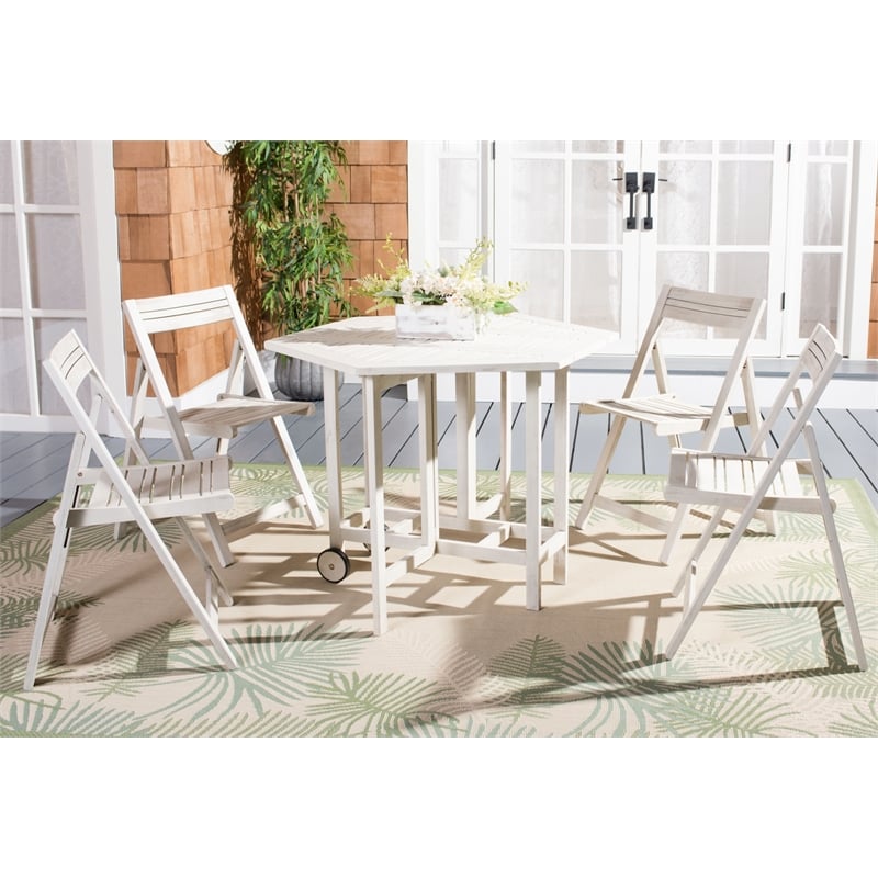 Safavieh Kerman Wood and Metal Table / Chair Set in White