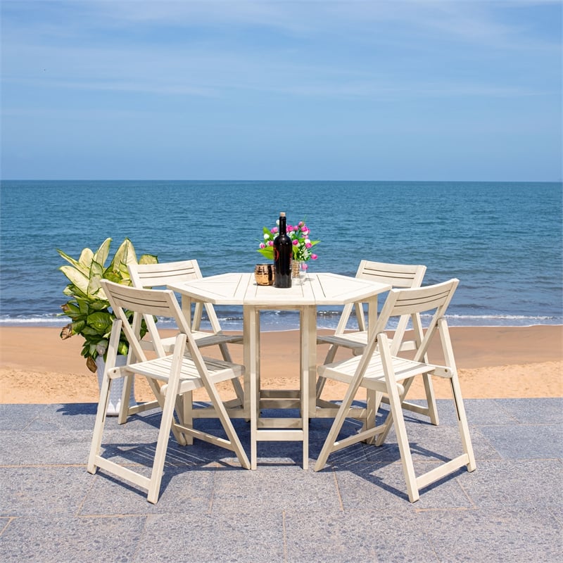 Safavieh Kerman Wood and Metal Table / Chair Set in White