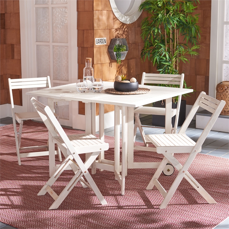 Safavieh Arvin Wood and Metal Table / Chair Set in White