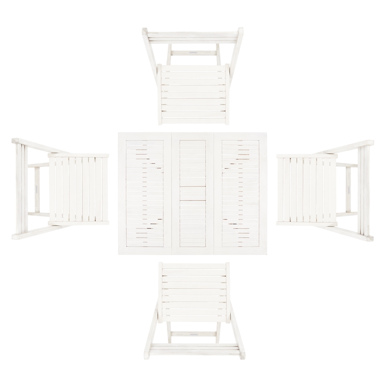 Safavieh Arvin Wood and Metal Table / Chair Set in White
