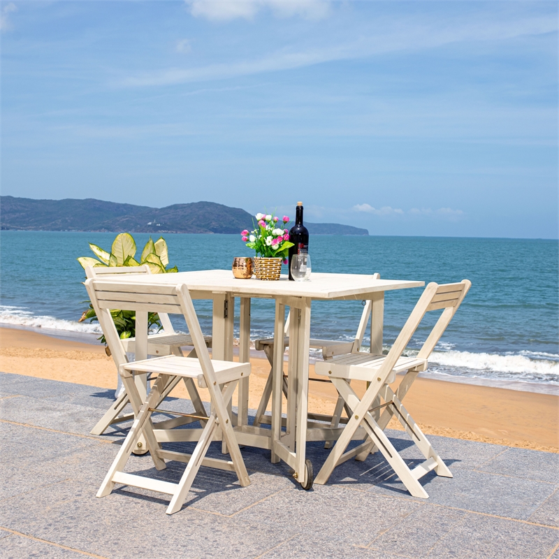 Safavieh Arvin Wood and Metal Table / Chair Set in White