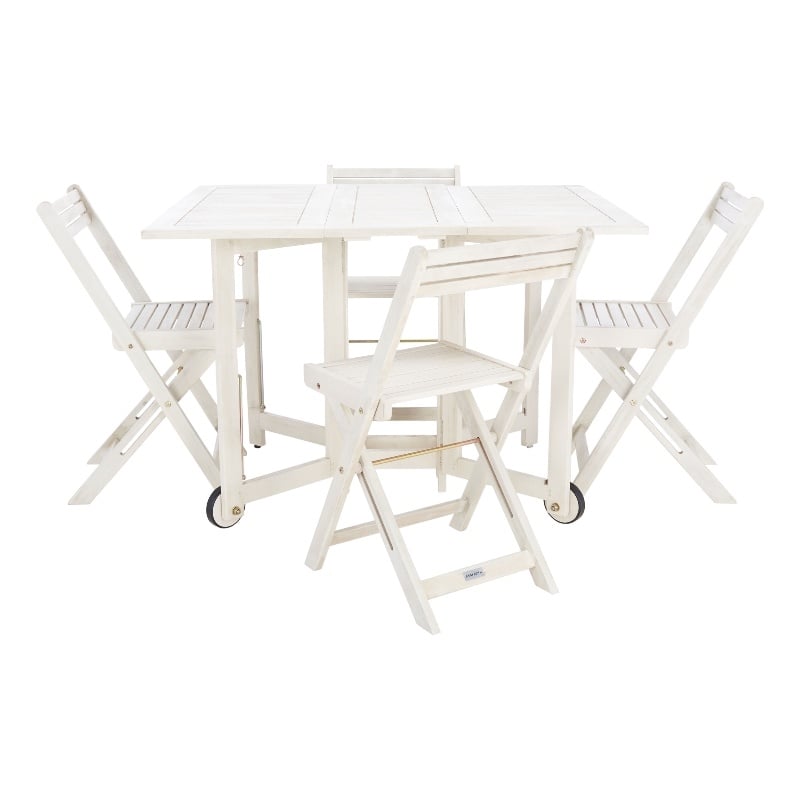Safavieh Arvin Wood and Metal Table / Chair Set in White