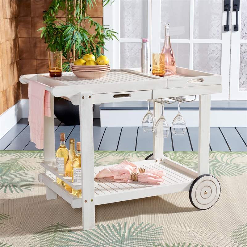 Safavieh Orland Wood Tea Trolly in White