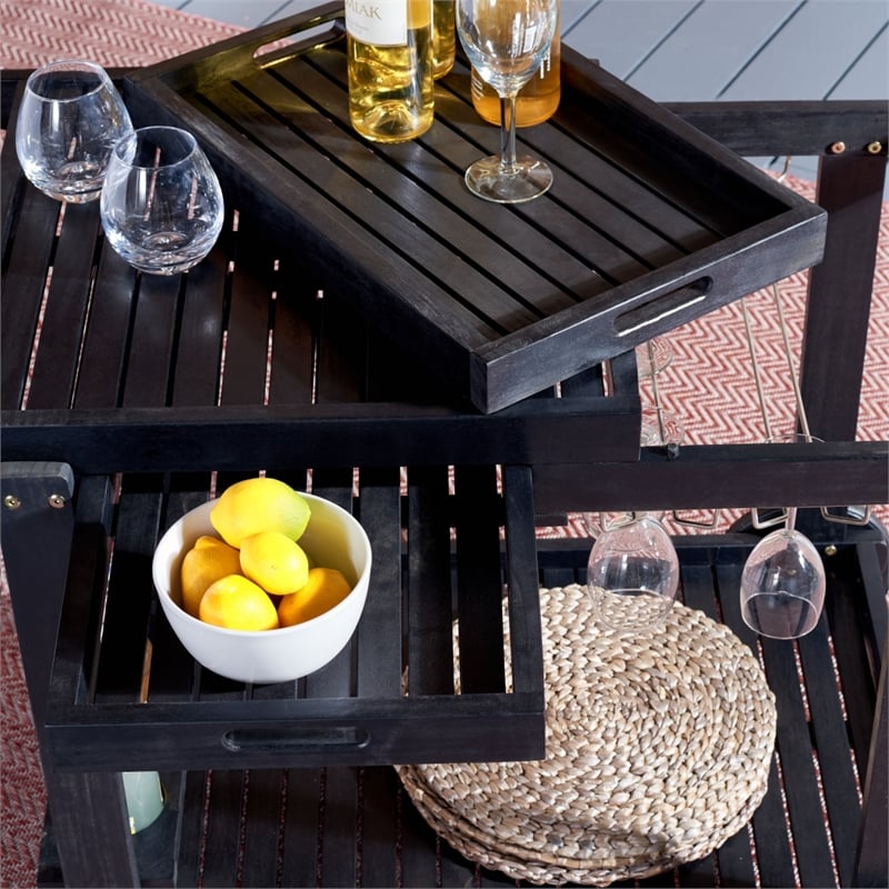 Safavieh Orland Wood Tea Trolly in Black