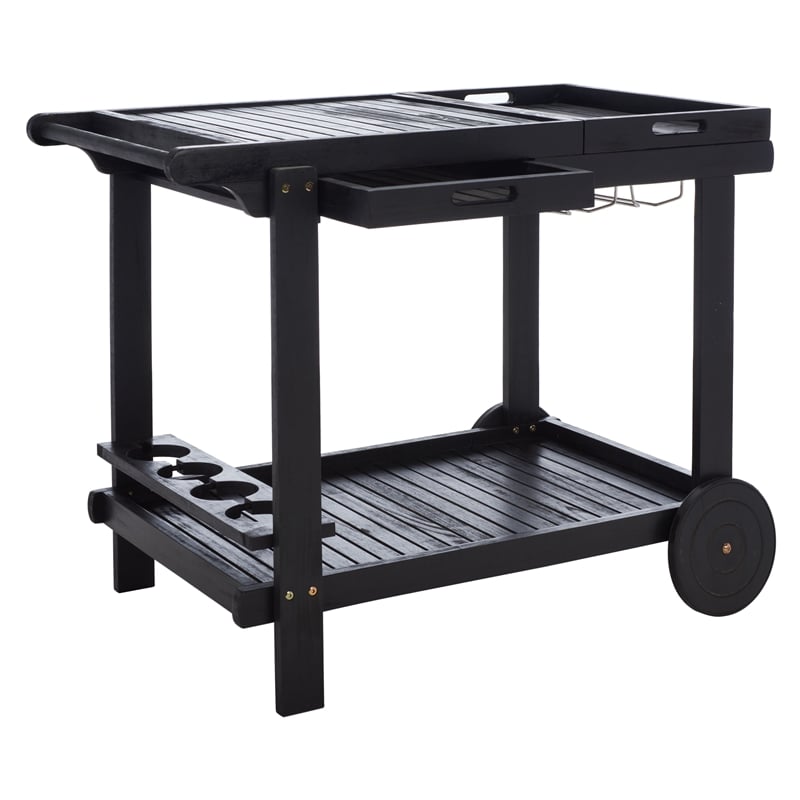 Safavieh Orland Wood Tea Trolly in Black