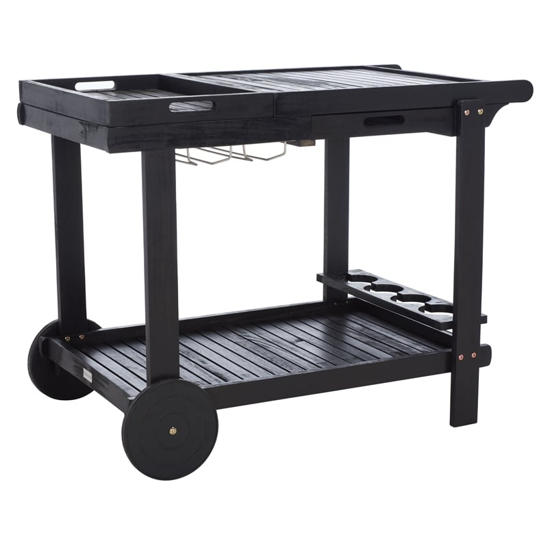 Safavieh Orland Wood Tea Trolly in Black
