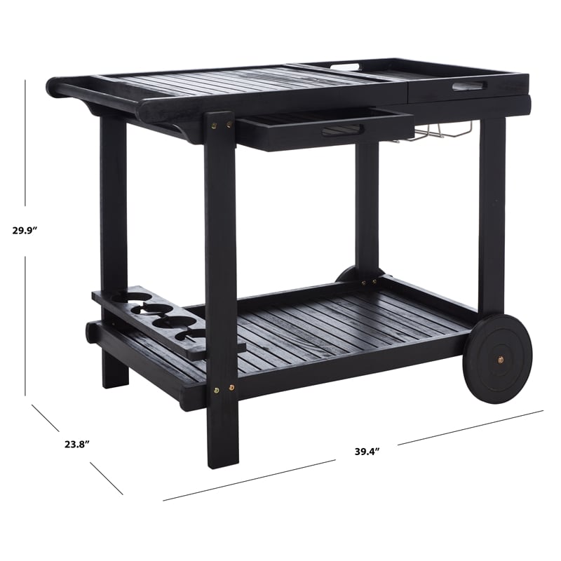 Safavieh Orland Wood Tea Trolly in Black
