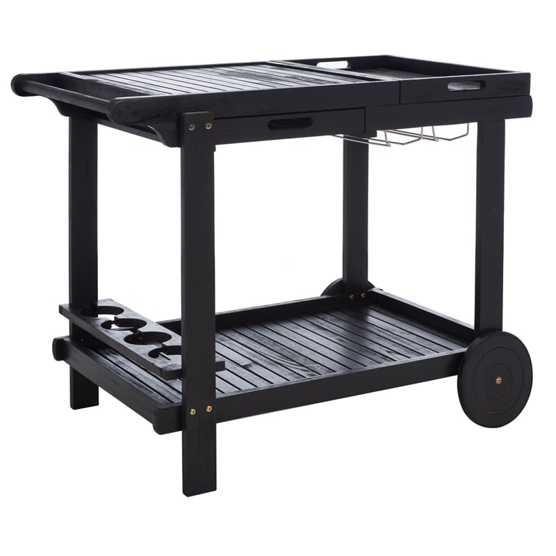 Safavieh Orland Wood Tea Trolly in Black