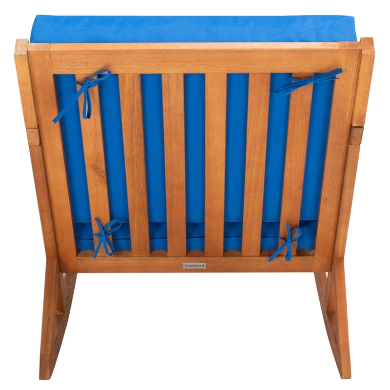 Safavieh Vernon Wood Rocking Chair in Natural / Royal Blue