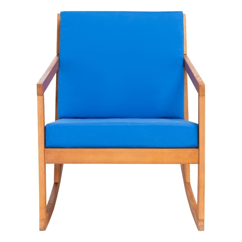 Safavieh Vernon Wood Rocking Chair in Natural / Royal Blue