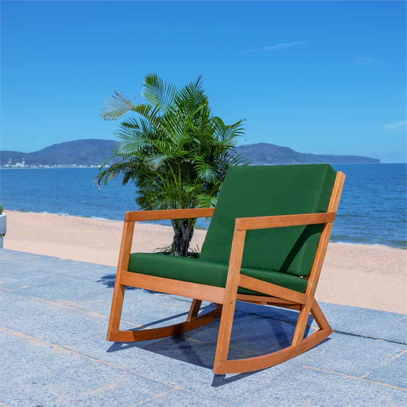 Safavieh Vernon Wood Rocking Chair in Natural / Green