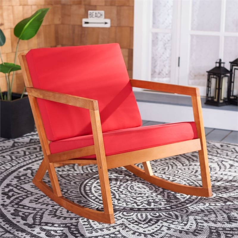 Safavieh Vernon Wood Rocking Chair in Natural / Red