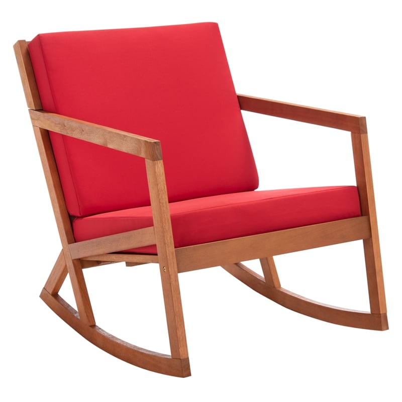 Safavieh Vernon Wood Rocking Chair in Natural / Red