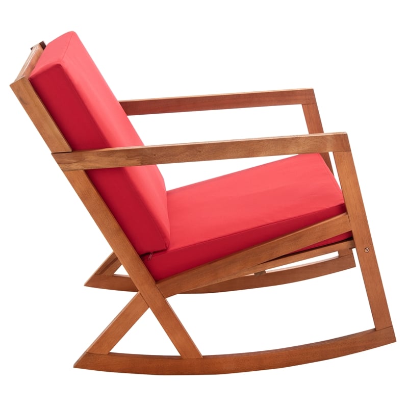 Safavieh Vernon Wood Rocking Chair in Natural / Red