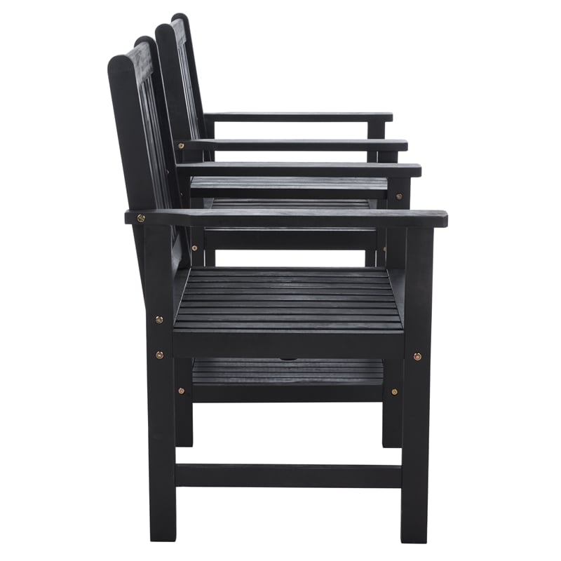 Safavieh Brea Twin Seat Wood Bench in Black