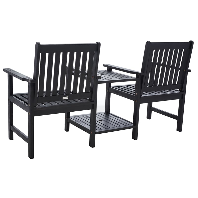 Safavieh Brea Twin Seat Wood Bench in Black