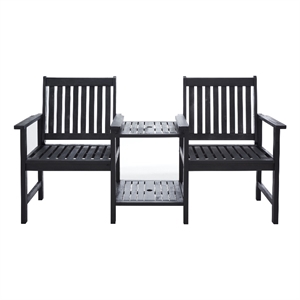 Safavieh Brea Twin Seat Wood Bench in Black