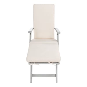 Safavieh Palmdale Wood and Fabric Lounge Chair in Gray / Beige