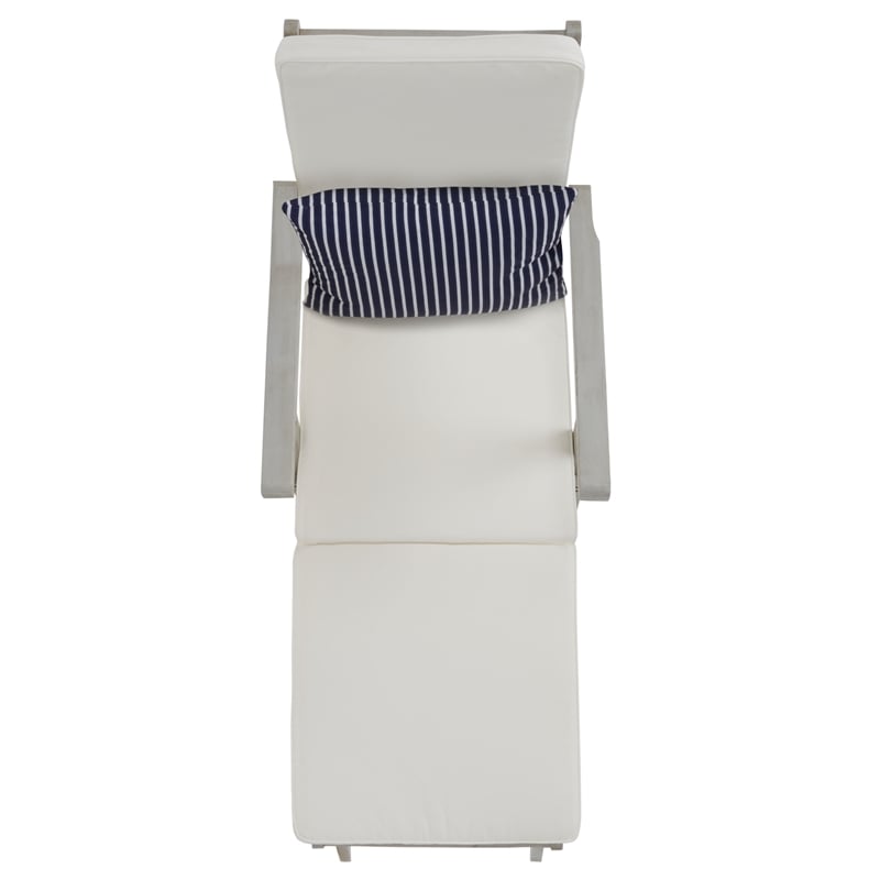 Safavieh Palmdale Wood and Fabric Lounge Chair in Gray / Beige / Navy