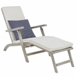 Safavieh Palmdale Wood and Fabric Lounge Chair in Gray / Beige / Navy