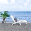 Safavieh Palmdale Wood and Fabric Lounge Chair in Gray / Beige / Navy