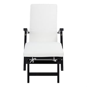 Safavieh Palmdale Wood and Fabric Lounge Chair in Black / Beige