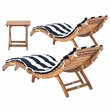 Safavieh Pacifica 3 Piece Wood Lounge Set in Natural / Navy