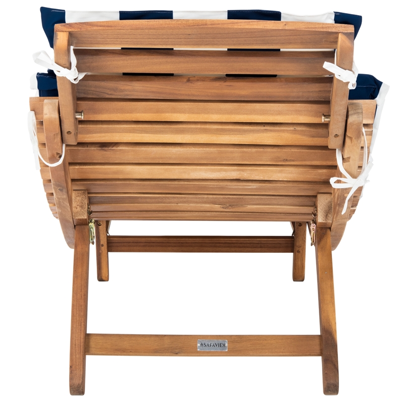 Safavieh Pacifica 3 Piece Wood Lounge Set in Natural / Navy