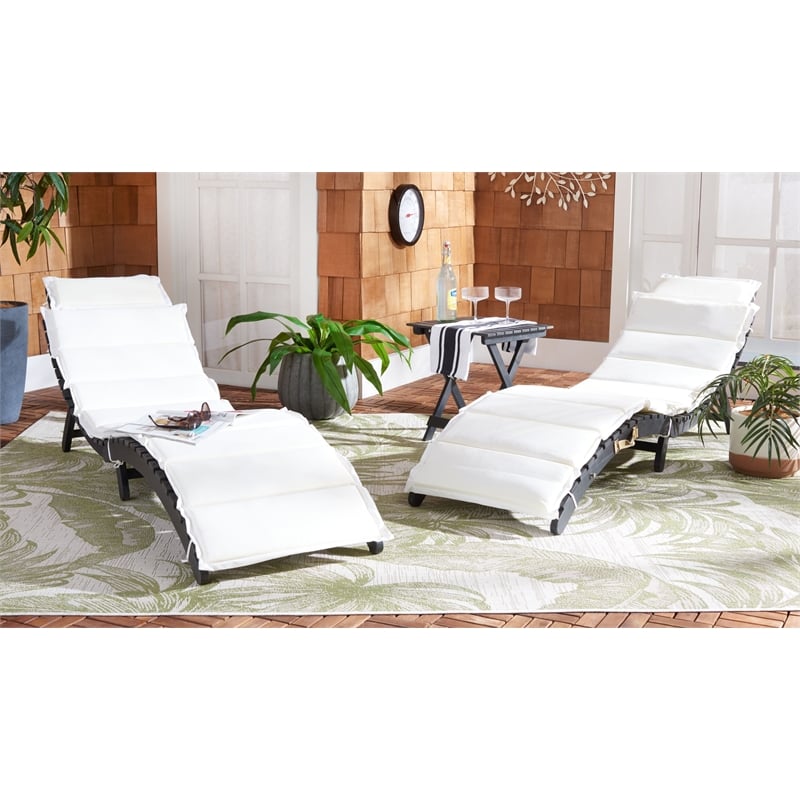 Safavieh Pacifica 3 Piece Wood Lounge Set in Black / Beige