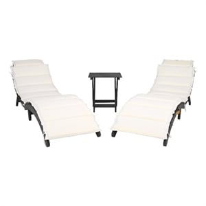 Safavieh Pacifica 3 Piece Wood Lounge Set in Black / Beige