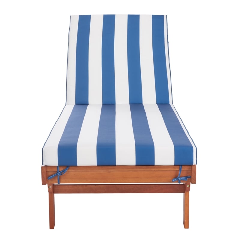 Safavieh Pacifica 3 Piece Wood Lounge Set in Natural / Royal Blue