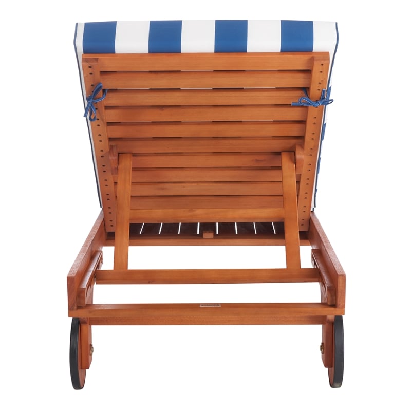 Safavieh Pacifica 3 Piece Wood Lounge Set in Natural / Royal Blue