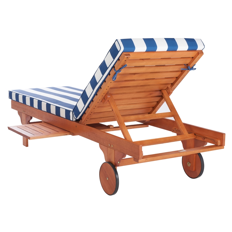 Safavieh Pacifica 3 Piece Wood Lounge Set in Natural / Royal Blue